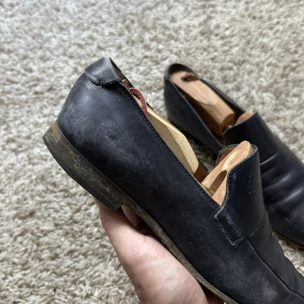 Vintage Gucci GG Monogram Punched Leather Loafers Slip On Black Men’s Size 9 D